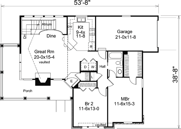 Country Ranch Traditional Level One of Plan 95807