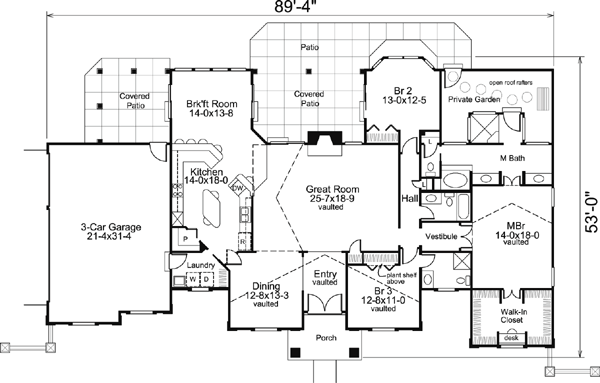 Ranch Southern Traditional Level One of Plan 95809