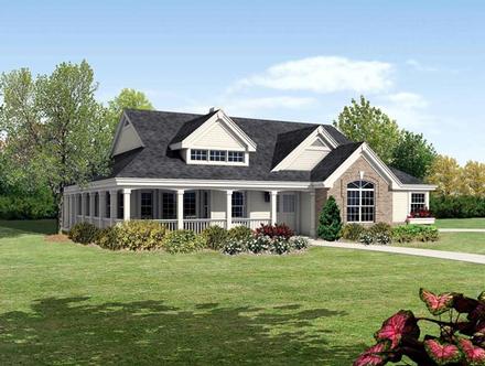 Bungalow Cabin Cottage Country Ranch Traditional Elevation of Plan 95810