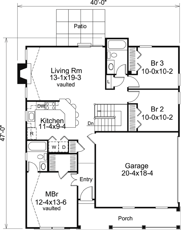 Country Ranch Traditional Level One of Plan 95814