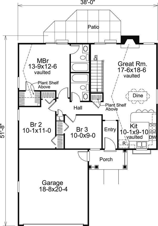 Country Ranch Traditional Level One of Plan 95815