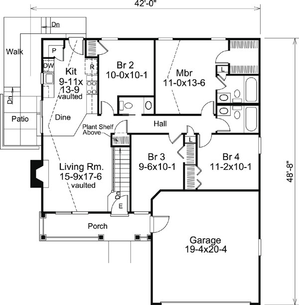 Country Ranch Traditional Level One of Plan 95816