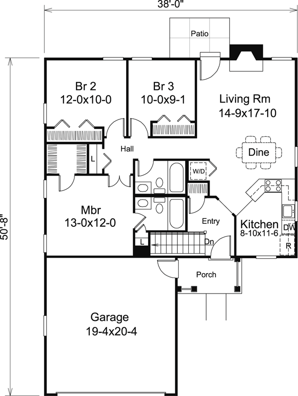 Ranch Traditional Level One of Plan 95819