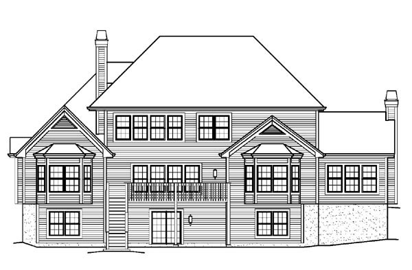 Country Traditional Rear Elevation of Plan 95821