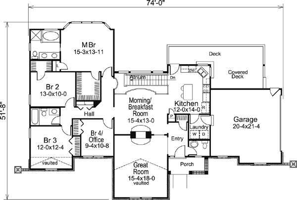 Country Craftsman Ranch Traditional Level One of Plan 95823