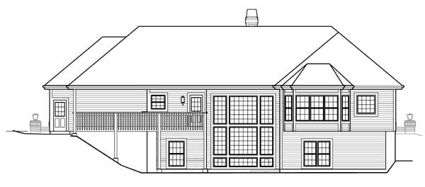 Country Craftsman Ranch Traditional Rear Elevation of Plan 95823