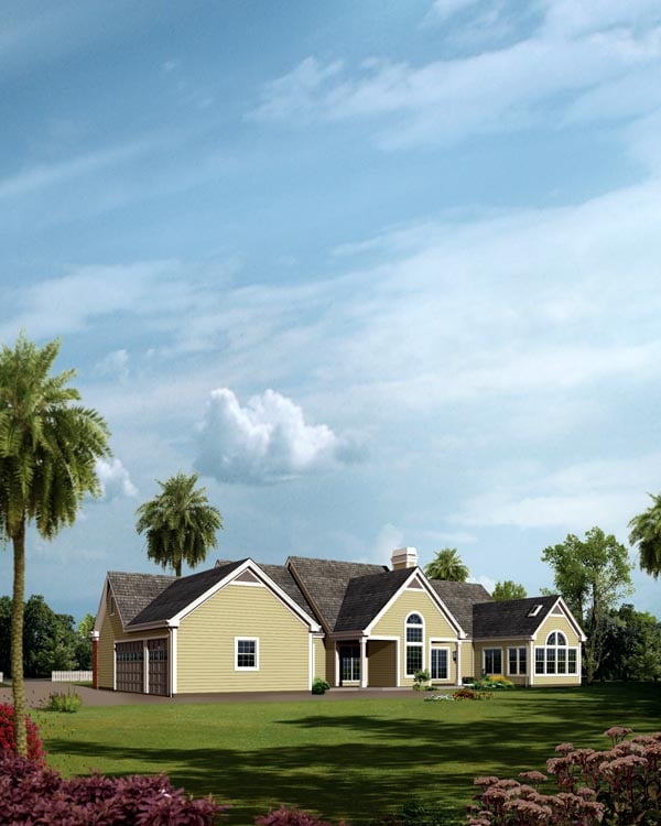 Country Ranch Traditional Rear Elevation of Plan 95824