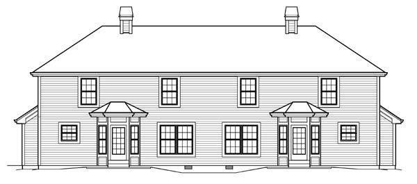 Country Southern Traditional Rear Elevation of Plan 95828