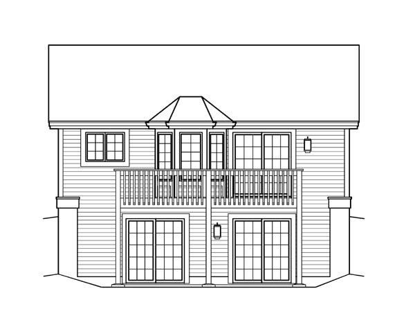 Cabin Contemporary Cottage Country Ranch Rear Elevation of Plan 95836