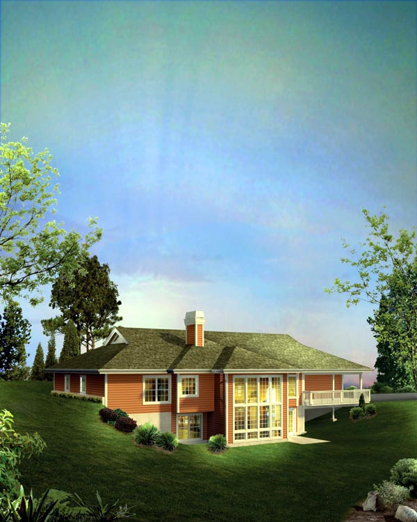 Country Ranch Rear Elevation of Plan 95844
