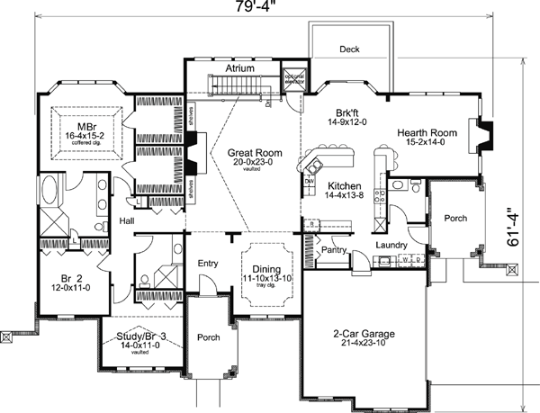 Ranch Tudor Level One of Plan 95845