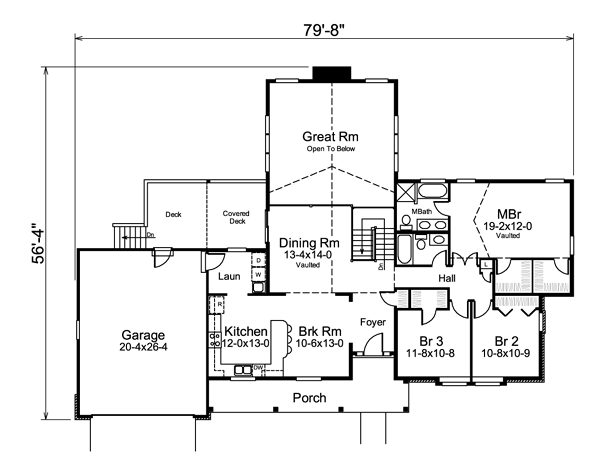 European Ranch Traditional Tudor Level One of Plan 95853