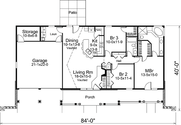 Country Ranch Traditional Level One of Plan 95854