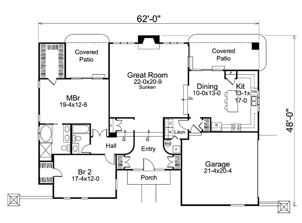 Contemporary Florida Ranch Southwest Level One of Plan 95857