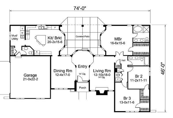 Contemporary Florida Ranch Southwest Level One of Plan 95858