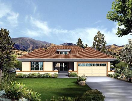 Contemporary Florida Ranch Southwest Elevation of Plan 95859