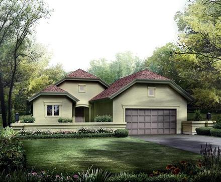 Contemporary Florida Ranch Southwest Elevation of Plan 95860