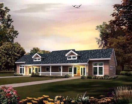 Contemporary Country Ranch Elevation of Plan 95861