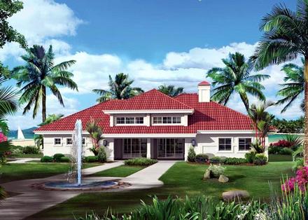 Contemporary Ranch Southwest Elevation of Plan 95867
