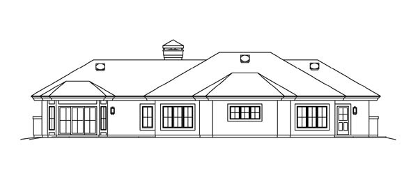 Contemporary Ranch Rear Elevation of Plan 95868