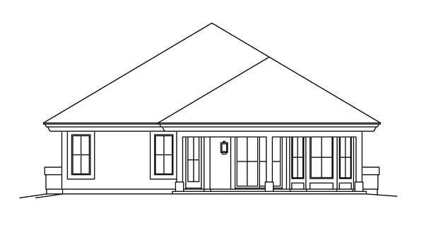 Ranch Southwest Rear Elevation of Plan 95871