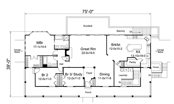 Country Farmhouse Level One of Plan 95873