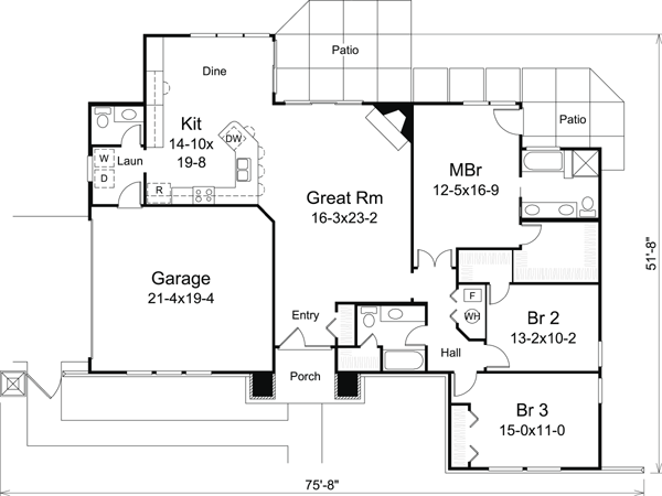 Contemporary Prairie Style Level One of Plan 95886