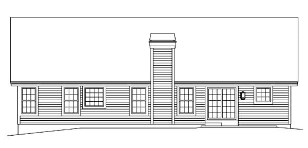 Country Ranch Traditional Rear Elevation of Plan 95887