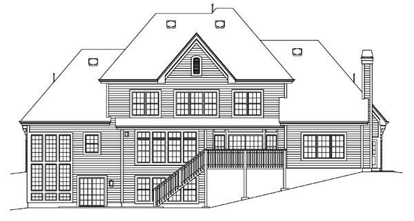 Traditional Rear Elevation of Plan 95888