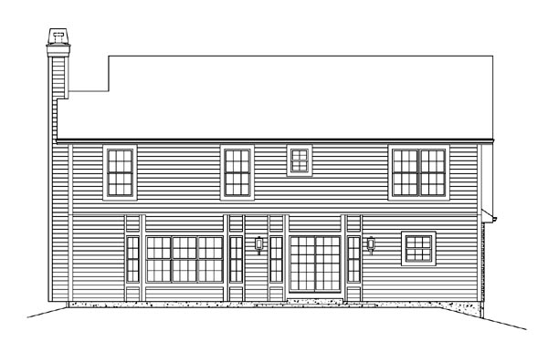 Colonial Contemporary Country Rear Elevation of Plan 95890