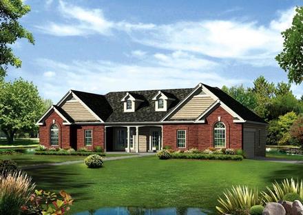 Cape Cod Colonial Country Ranch Traditional Elevation of Plan 95891