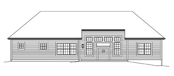 Cape Cod Colonial Country Ranch Traditional Rear Elevation of Plan 95891