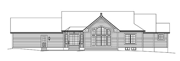 Cape Cod Country Ranch Southern Traditional Rear Elevation of Plan 95892