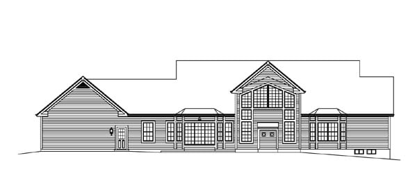 Cape Cod Colonial Country Southern Traditional Rear Elevation of Plan 95893