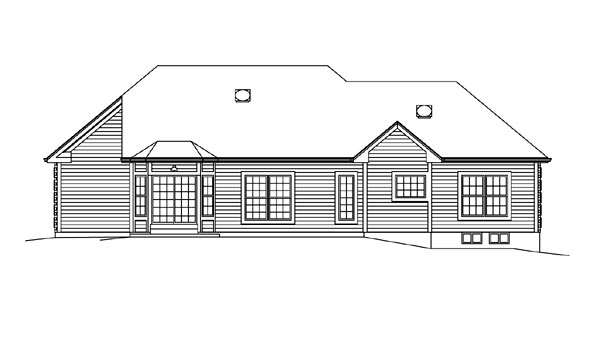 Cape Cod Colonial Country Craftsman Ranch Traditional Rear Elevation of Plan 95894