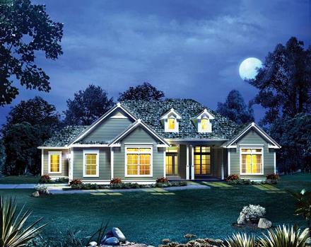 Cape Cod Colonial Country Craftsman European Ranch Southern Elevation of Plan 95895