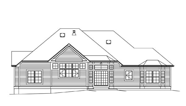 Cape Cod Colonial Country Craftsman European Ranch Southern Rear Elevation of Plan 95895