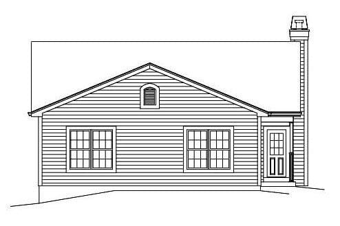 Cabin Colonial Cottage Country Ranch Traditional Rear Elevation of Plan 95899