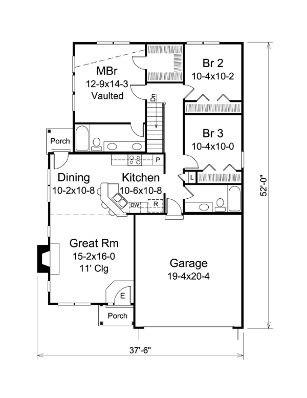 Ranch Traditional Level One of Plan 95901