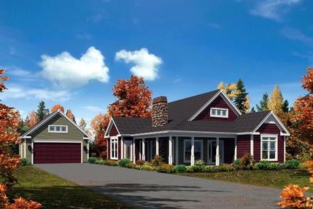 Cabin Cottage Country Craftsman Ranch Traditional Elevation of Plan 95905