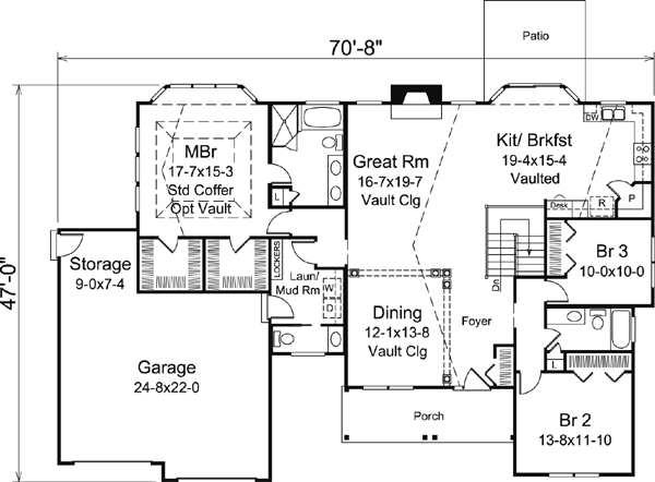 Country Ranch Traditional Level One of Plan 95909