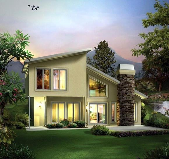 Contemporary, Earth Sheltered House Plan 95911 with 2 Beds, 2 Baths Elevation