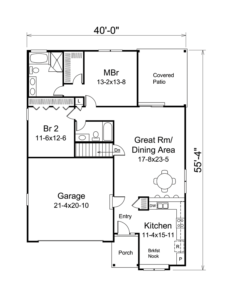 Ranch Traditional Level One of Plan 95952