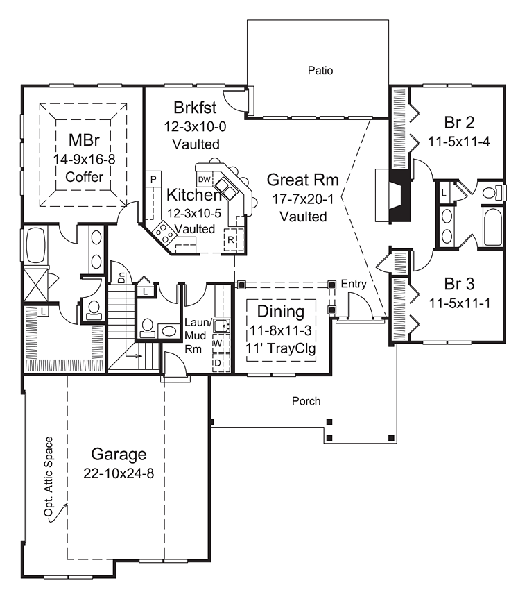 Bungalow Country Craftsman Traditional Level One of Plan 95958