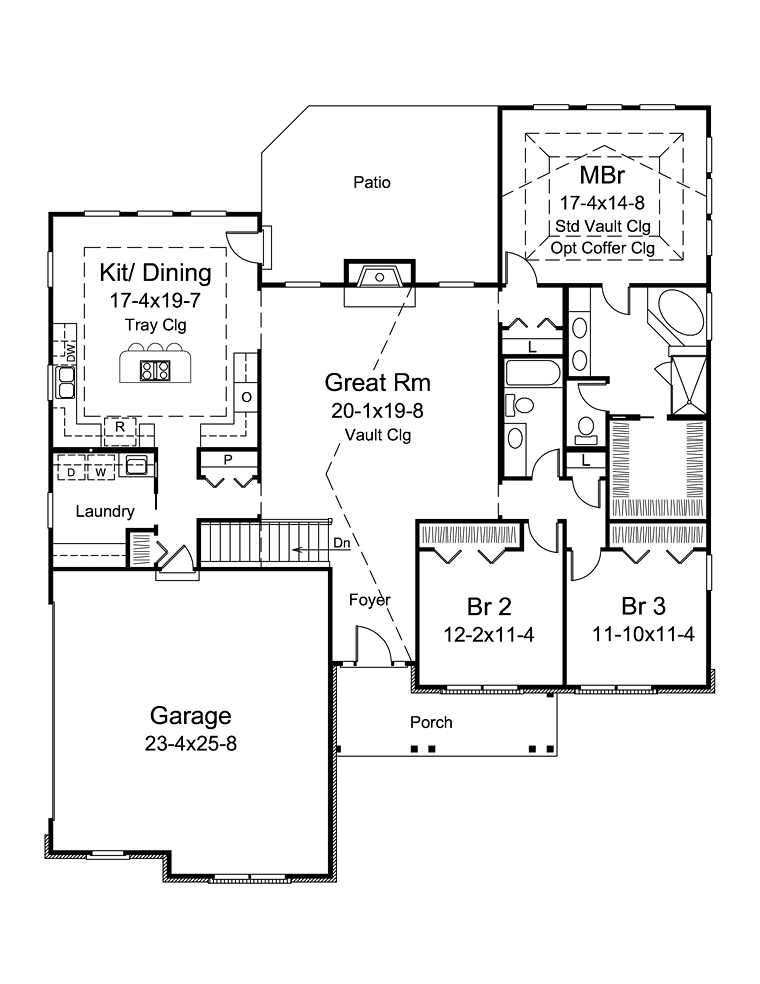 Country Craftsman Traditional Level One of Plan 95959