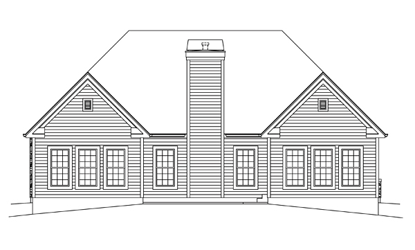 Country Craftsman Traditional Rear Elevation of Plan 95959