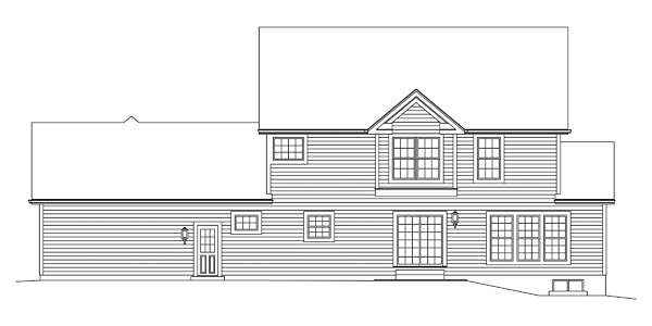 Colonial Traditional Rear Elevation of Plan 95962