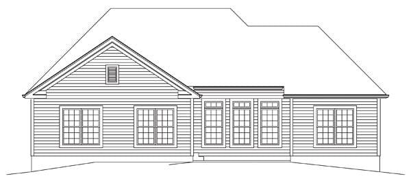 Country Ranch Traditional Rear Elevation of Plan 95964