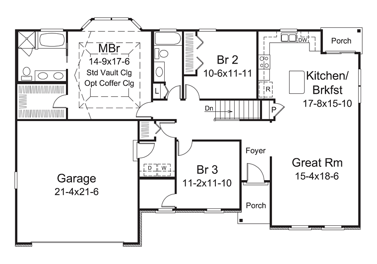 Country Craftsman Level One of Plan 95965