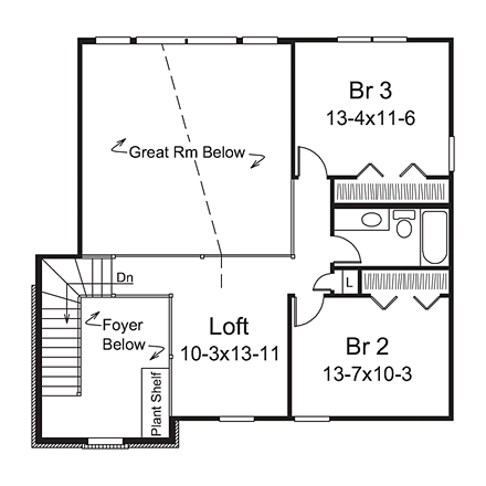 House Plan 95967 Second Level Plan